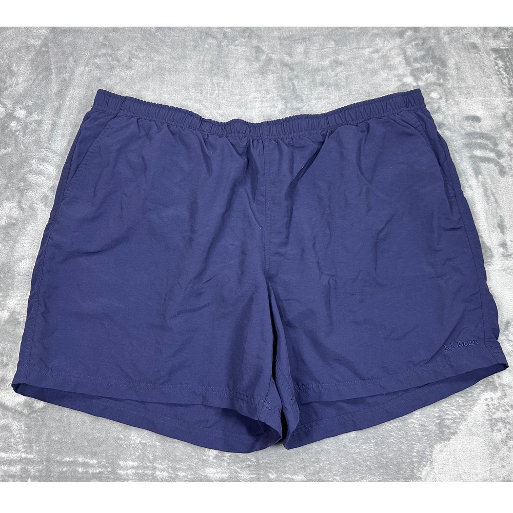 LL Bean Mens‎ Supplex Nylon Mesh Lined Shorts Navy Blue Elastic Waist
